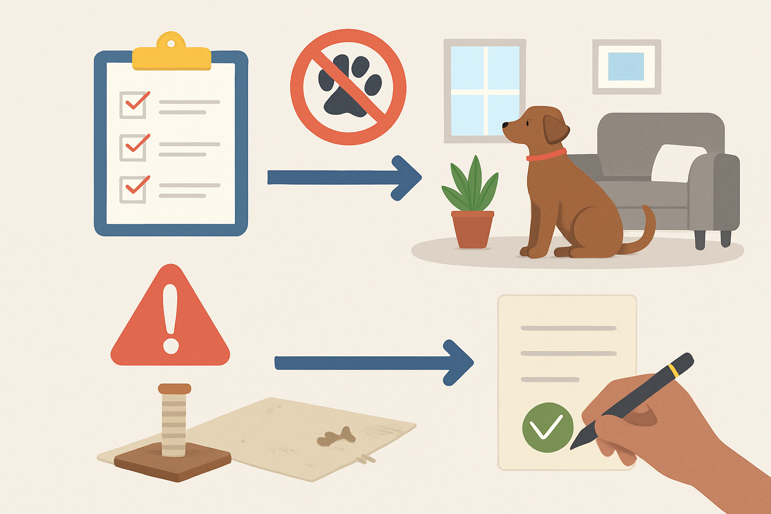 Pet safety checklist for renters in the US: diagram of key elements