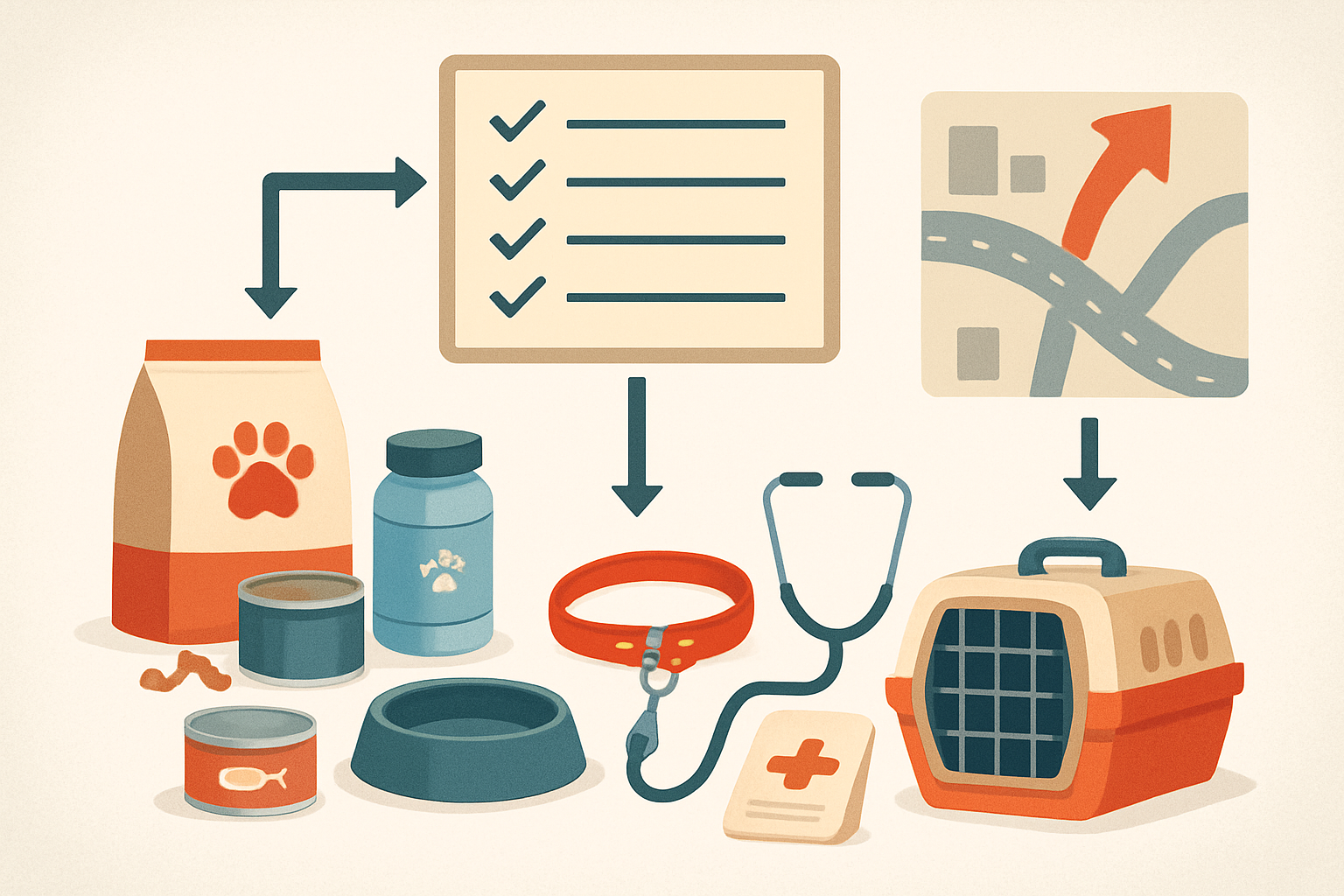 Pet emergency kit checklist for us households: diagram of key elements