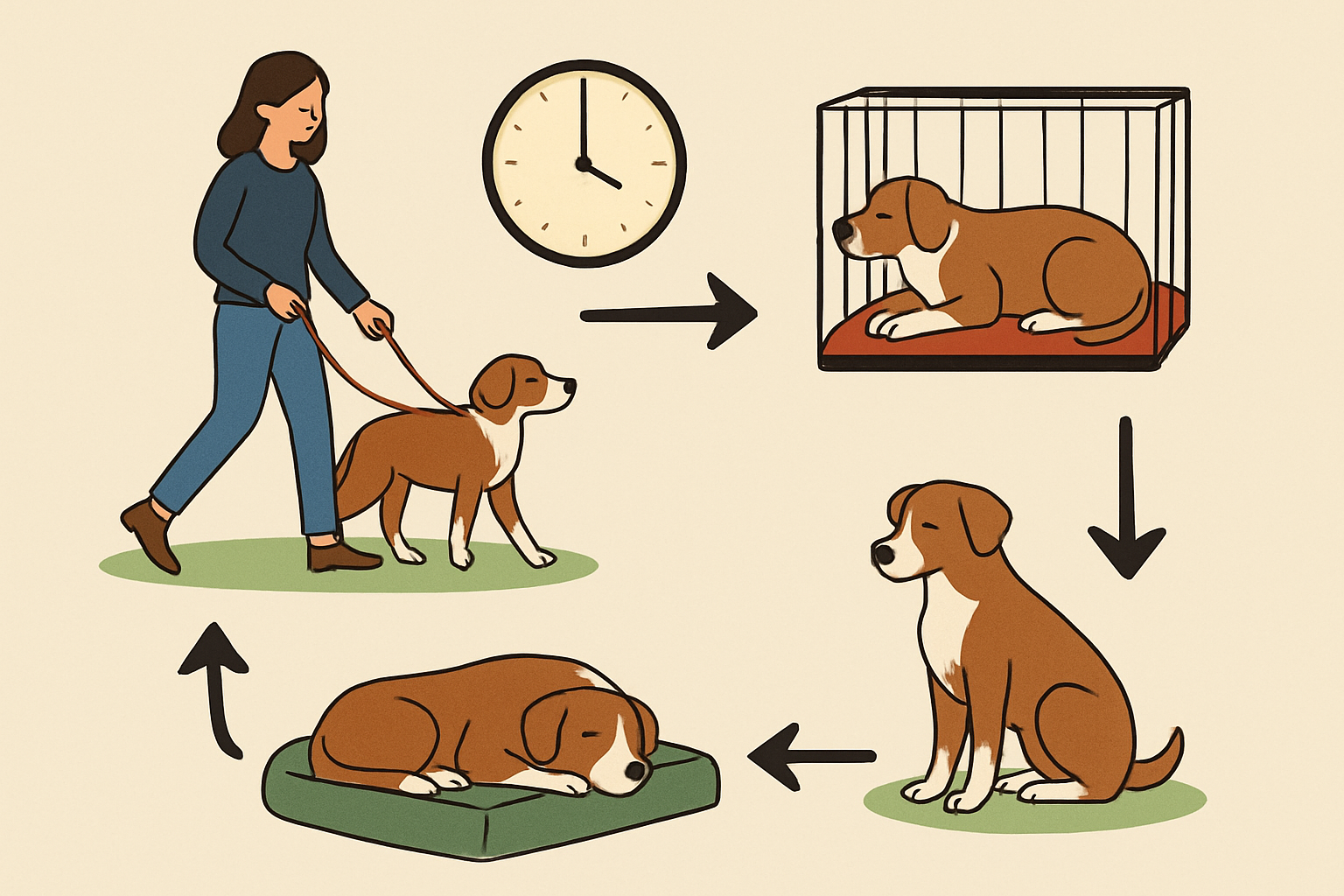 Daily dog care routine for working owners: diagram of key elements