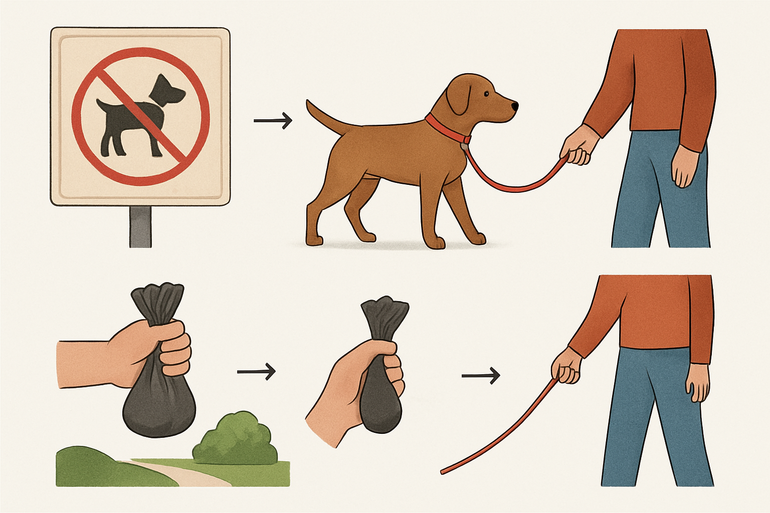US leash laws and dog owner responsibilities: diagram of key elements