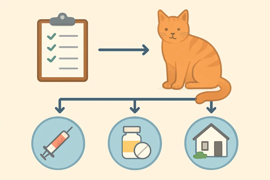Preventive care schedule for indoor cats: diagram of key elements