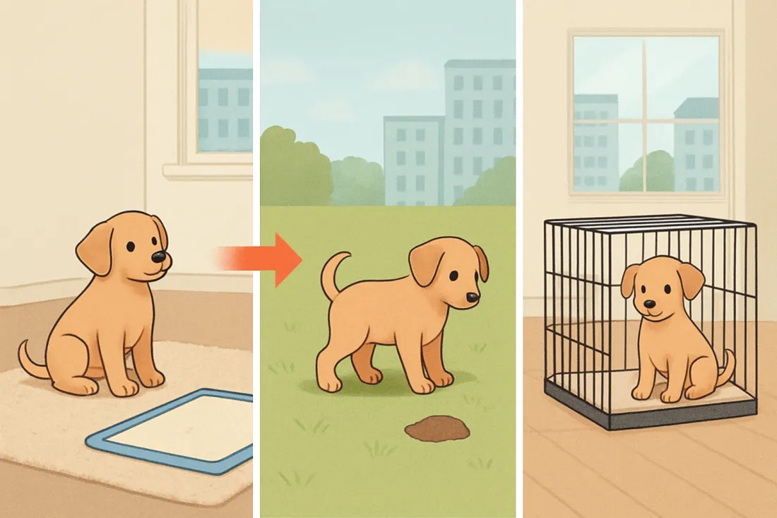 House training a puppy in an apartment: visual comparison of options