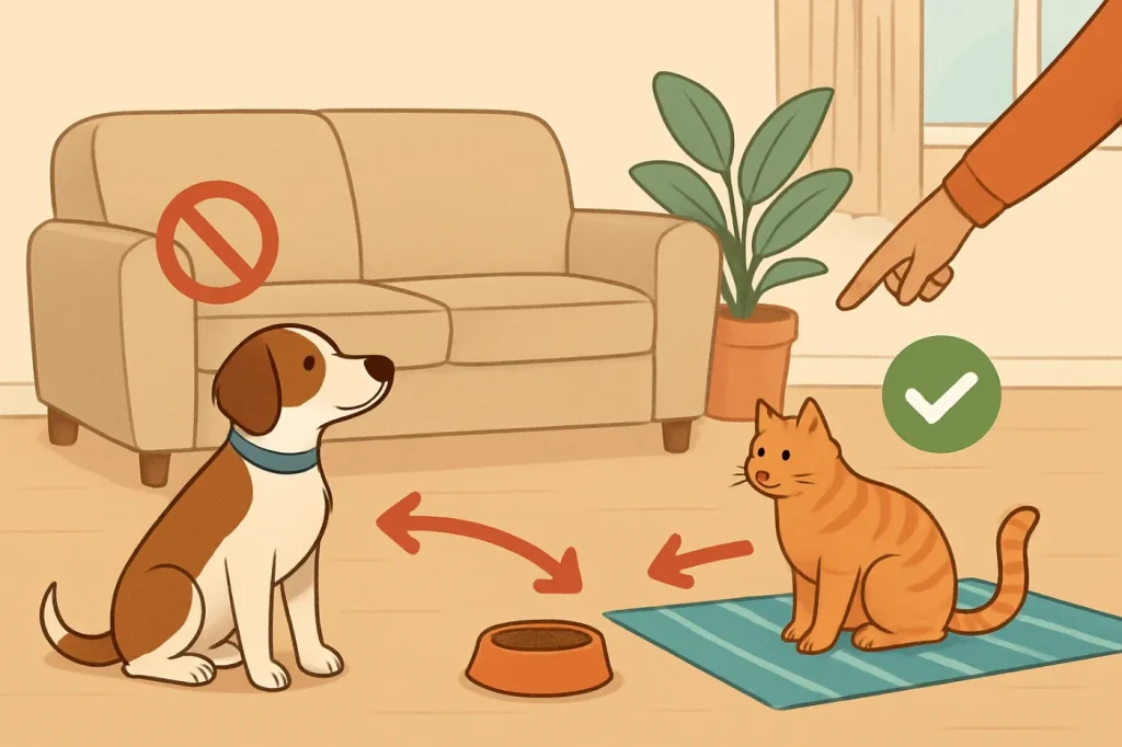 Basic house rules for dogs and cats: practical guide illustration