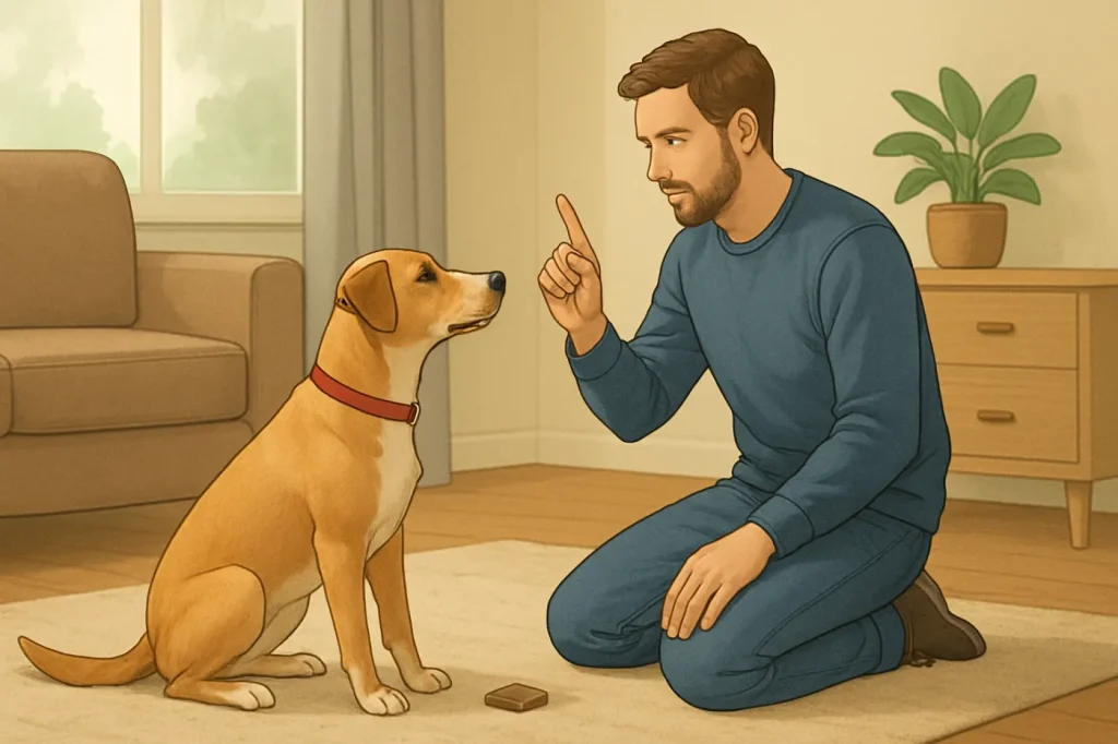 Basic obedience training for rescue dogs: practical guide illustration