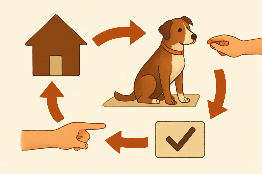 Basic obedience training for rescue dogs: diagram of key elements