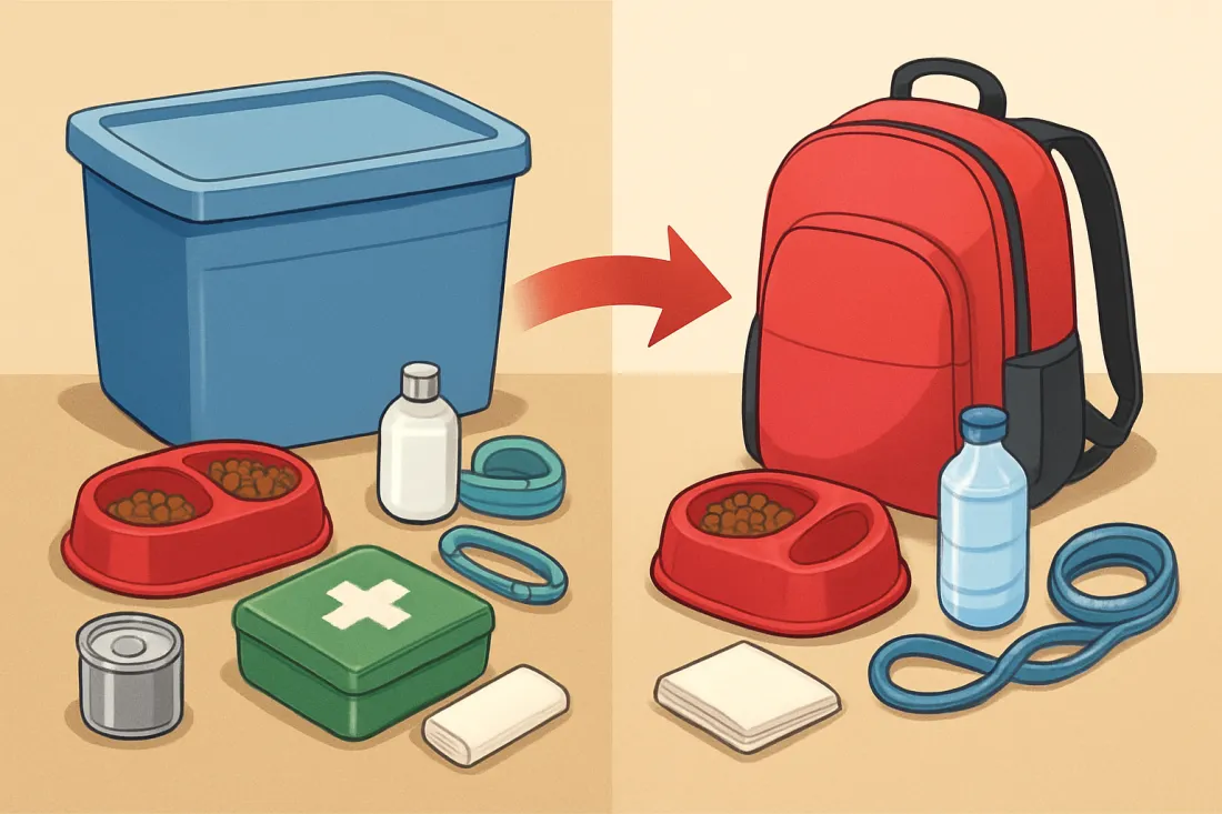 How to make a pet emergency kit for dogs and cats: visual comparison of options