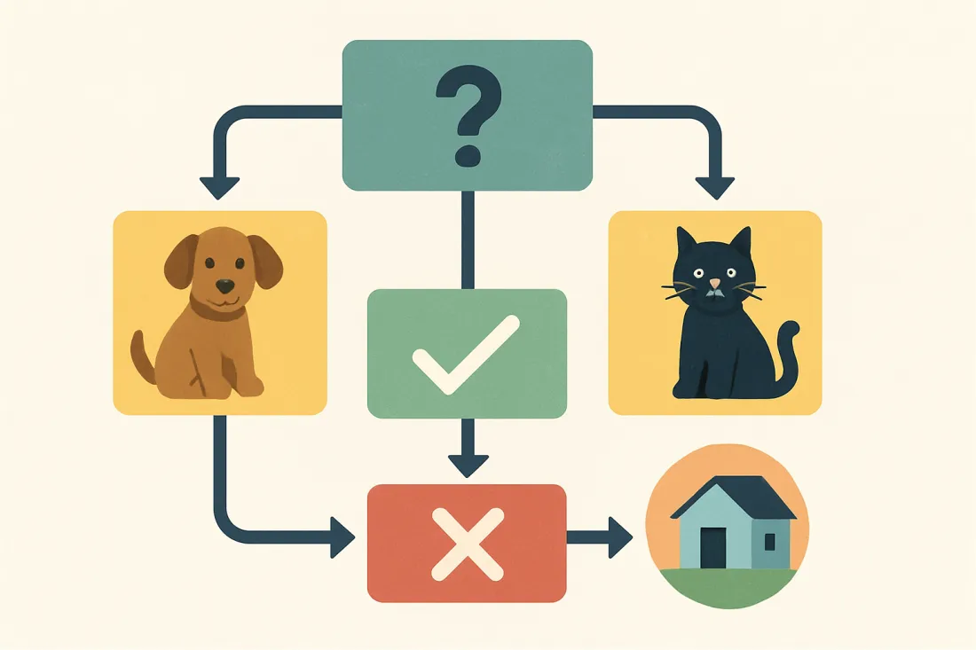 Should I adopt a dog or cat quiz: diagram of key elements