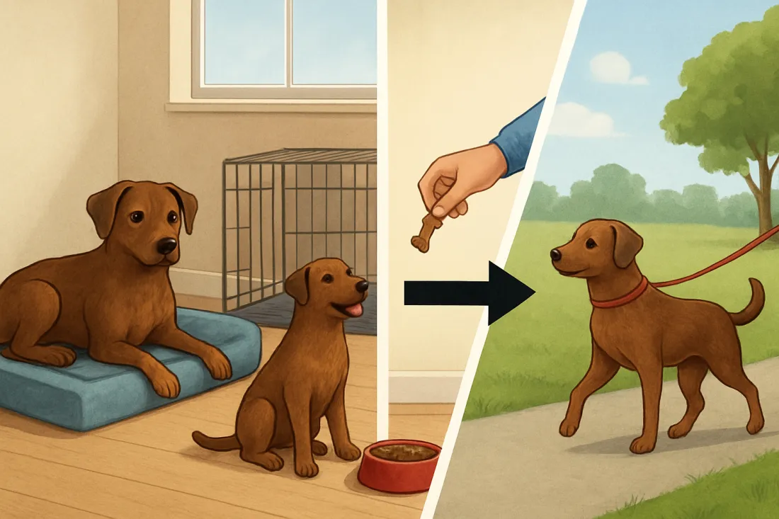 First 30 days with a rescue dog routine: visual comparison of options