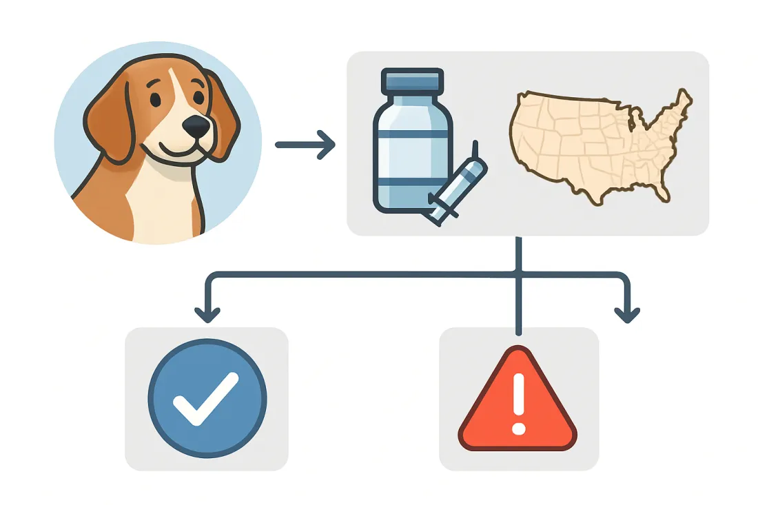 Core vaccines for dogs by state: diagram of key elements