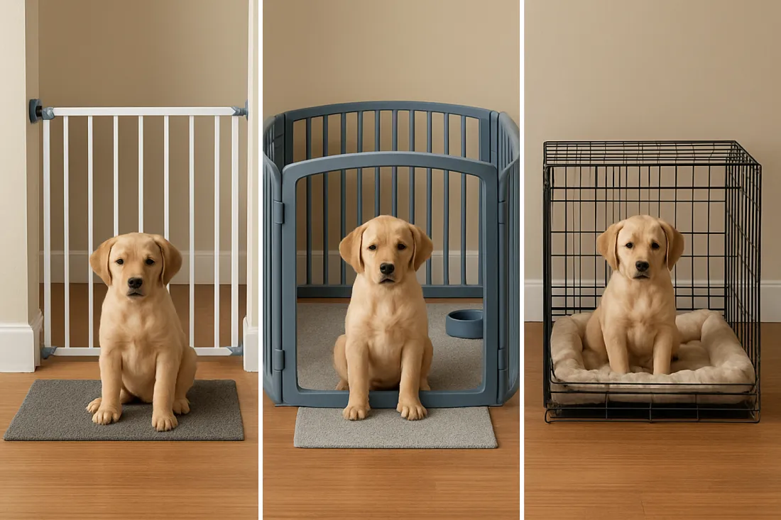 Pet proofing a home for a new puppy: visual comparison of options