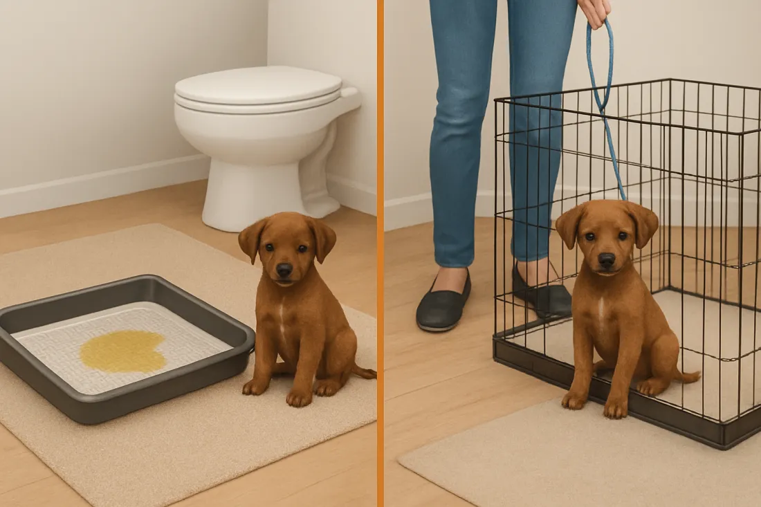 House training a puppy while working full time: visual comparison of options
