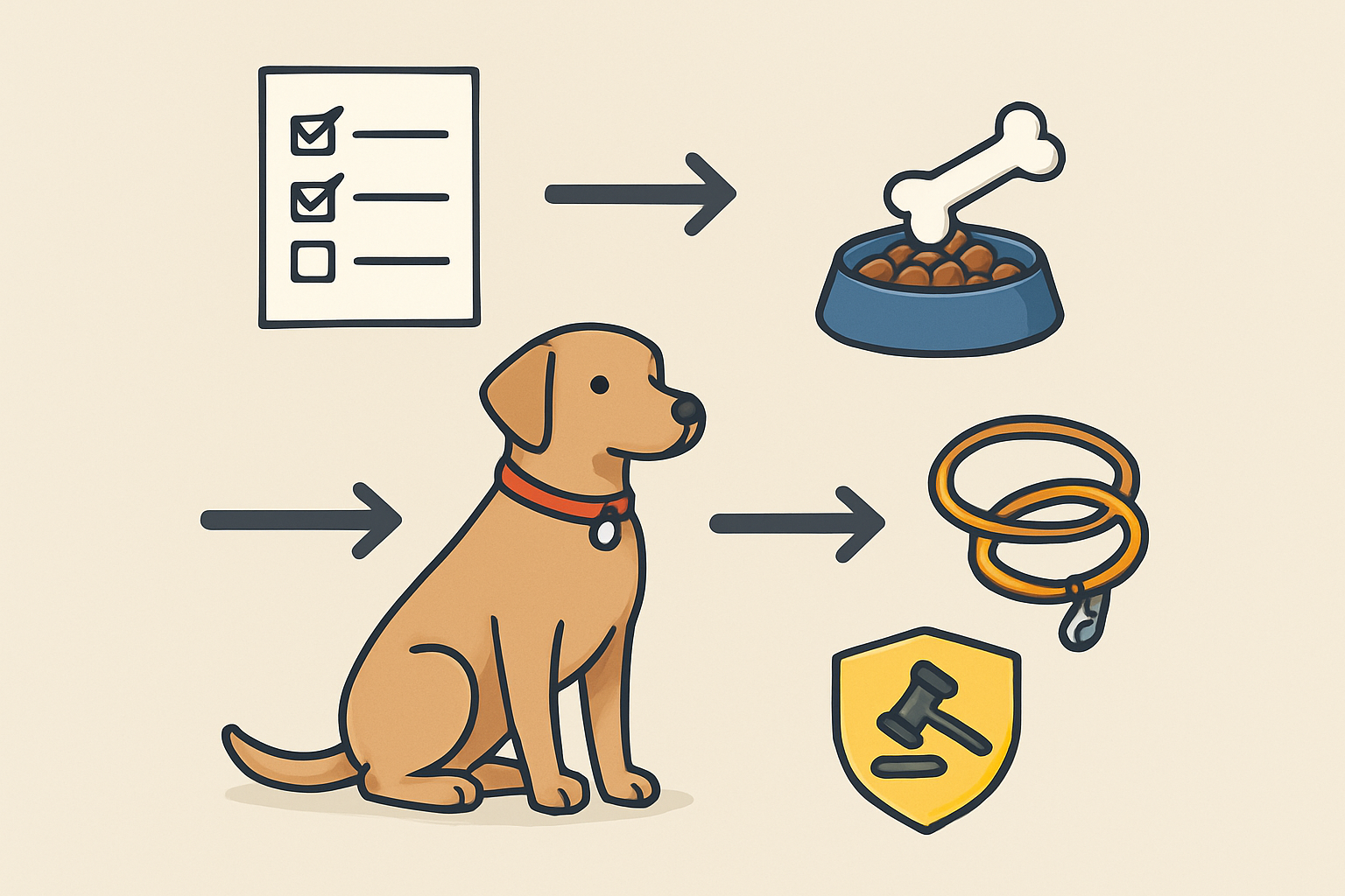 First time dog owner checklist usa: diagram of key elements