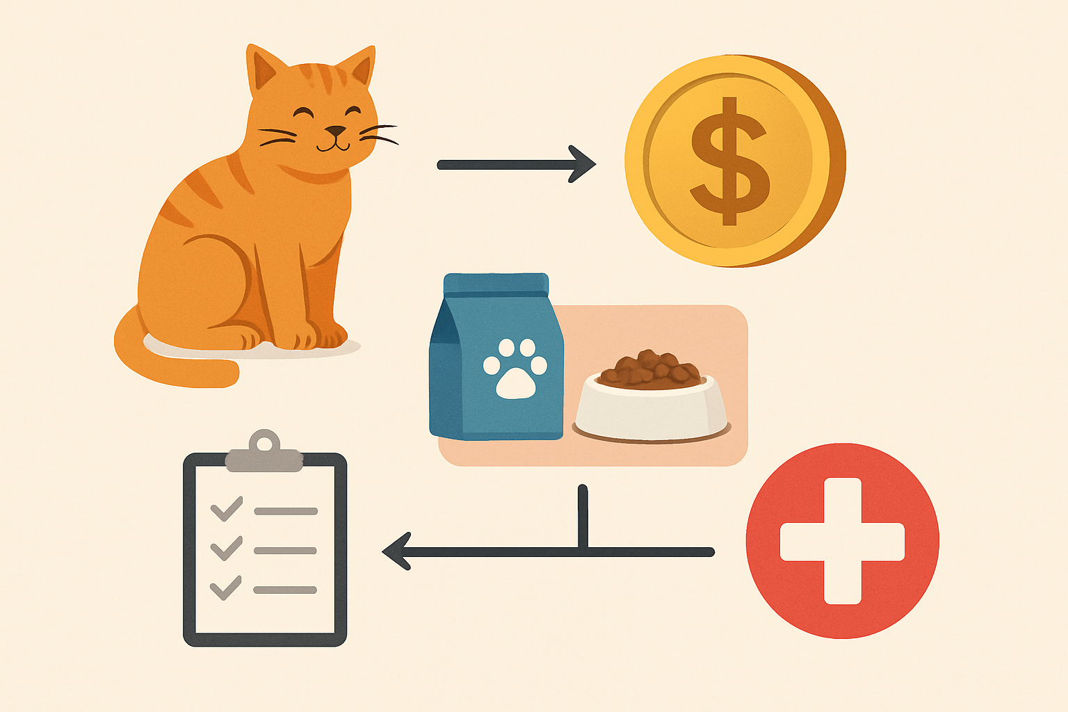 Monthly cost of owning a cat in the us: diagram of key elements