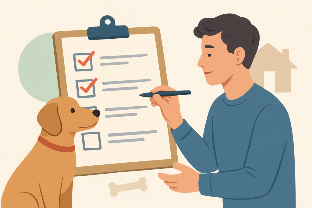 Responsible pet ownership checklist for new dog owners: practical guide illustration