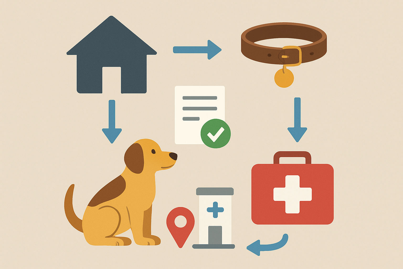 Responsible pet ownership checklist for new dog owners: diagram of key elements