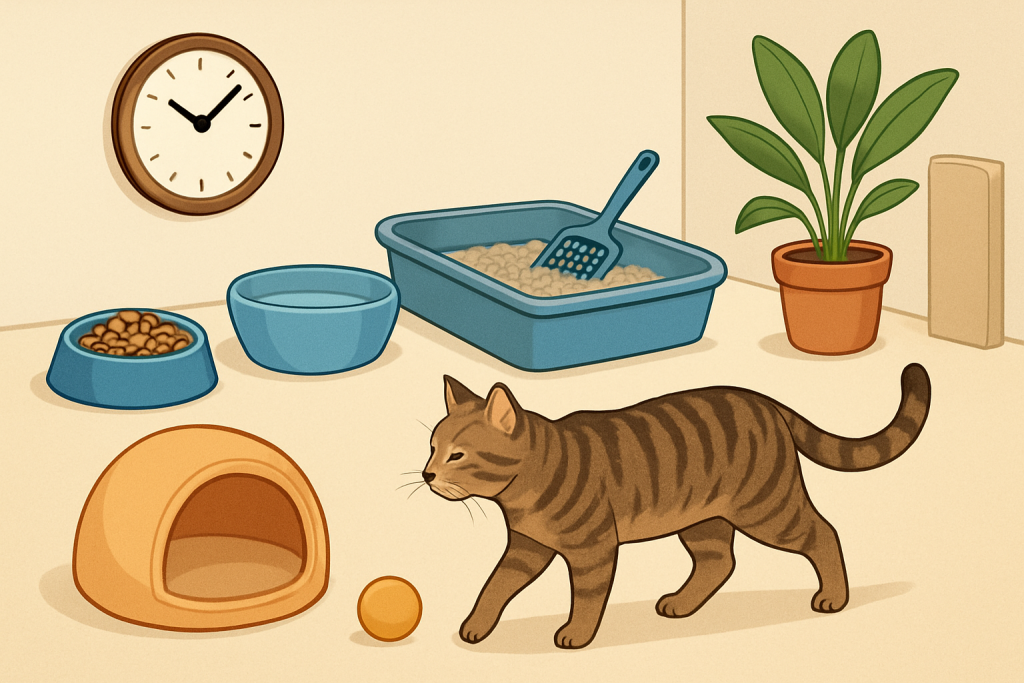 Daily care routine for indoor cats: practical guide illustration