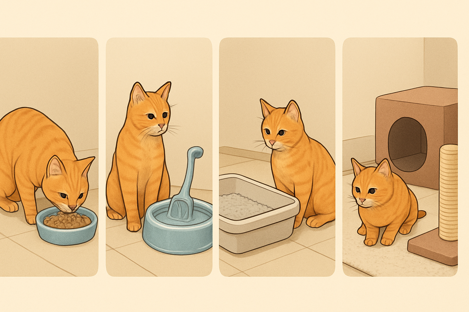 Daily care routine for indoor cats: visual comparison of options