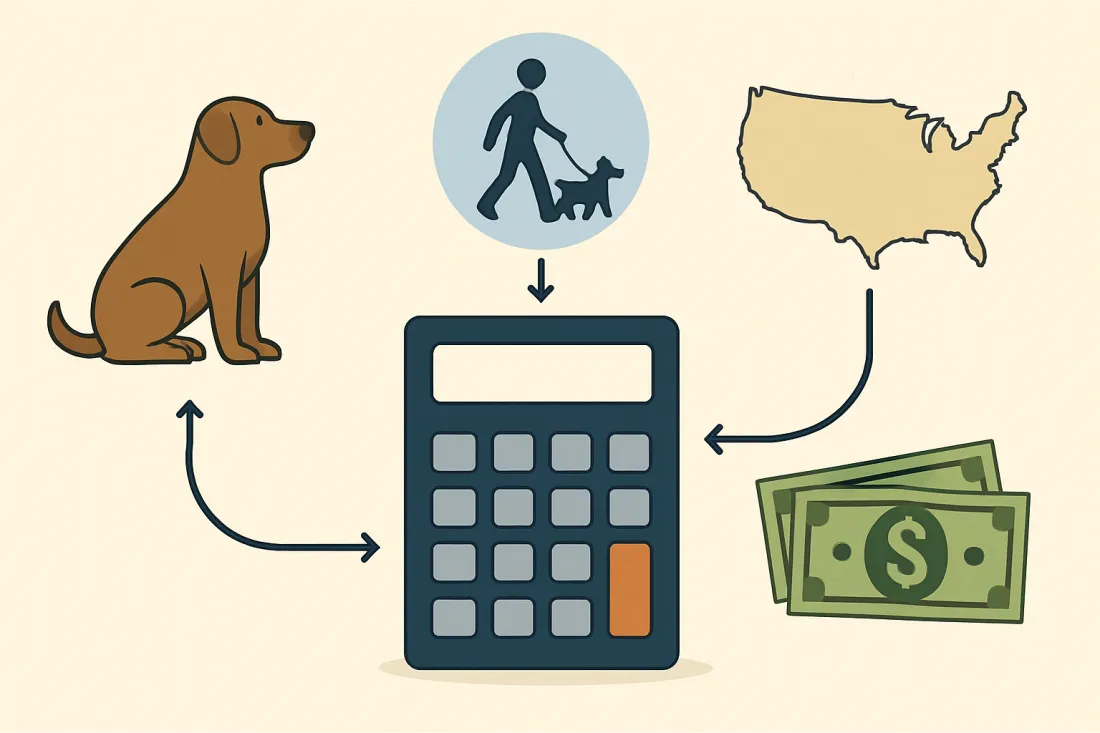 Dog annual cost calculator: diagram of key elements