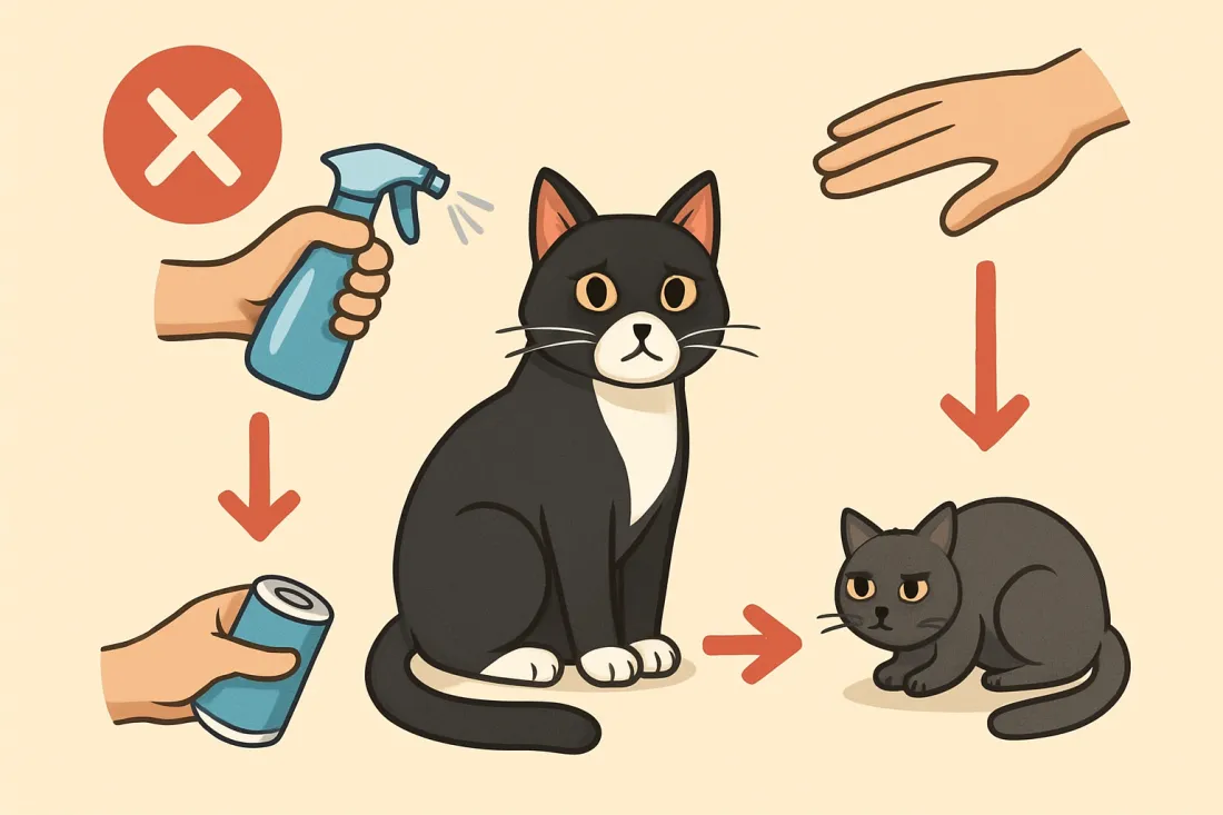 Cat training mistakes to avoid: diagram of key elements