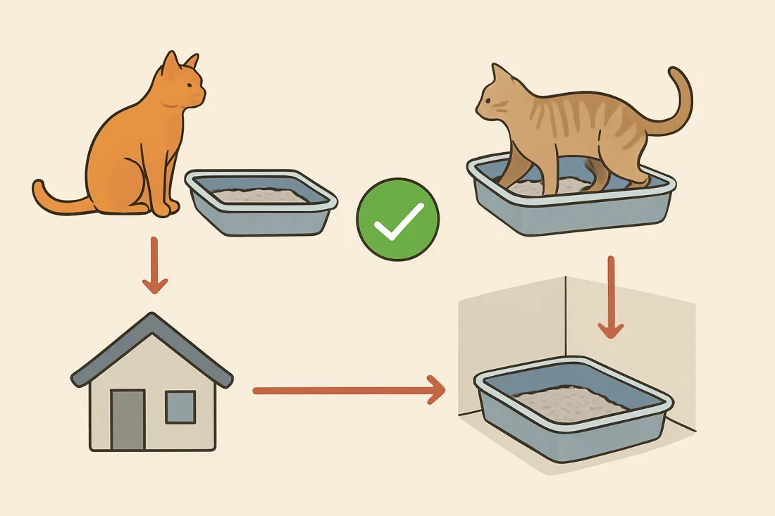 How to avoid common litter box problems: diagram of key elements