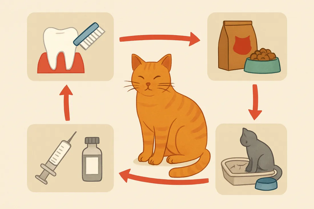 Preventable cat health issues to avoid: diagram of key elements