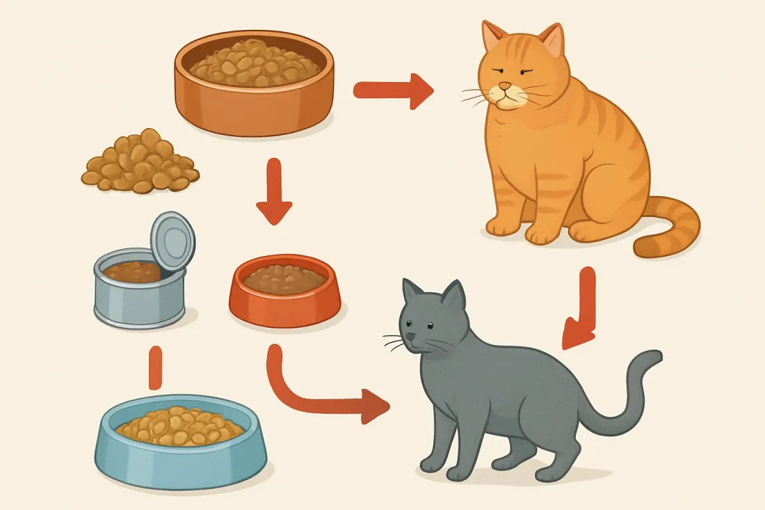 Cat feeding mistakes to avoid: diagram of key elements