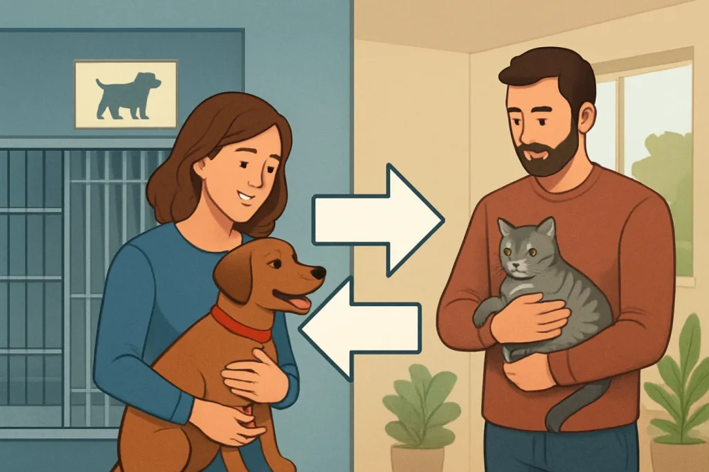 Adopt from shelter vs rehome a pet from current owner: practical guide illustration