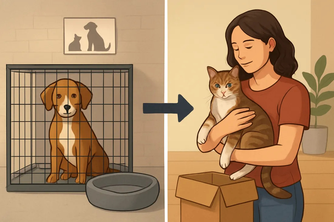 Adopt from shelter vs rehome a pet from current owner: visual comparison of options
