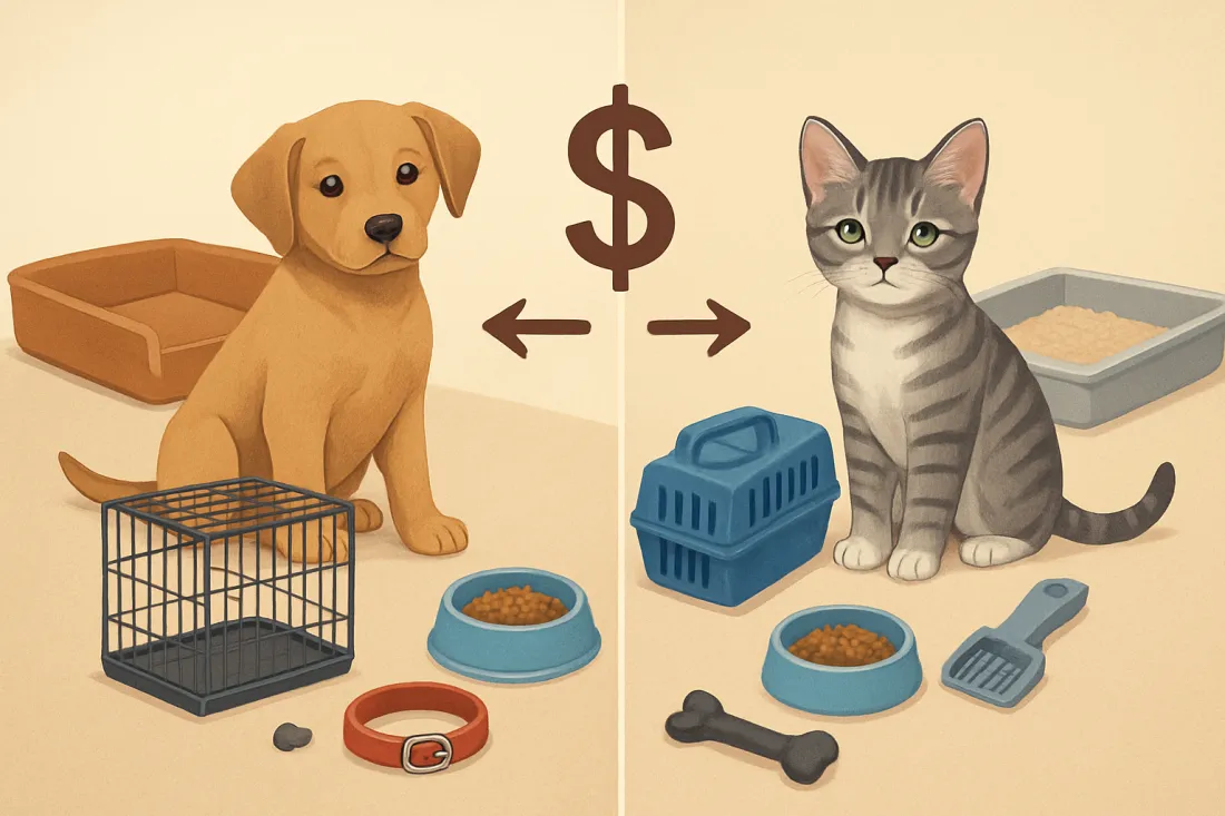 First year cost of owning a puppy or kitten: visual comparison of options