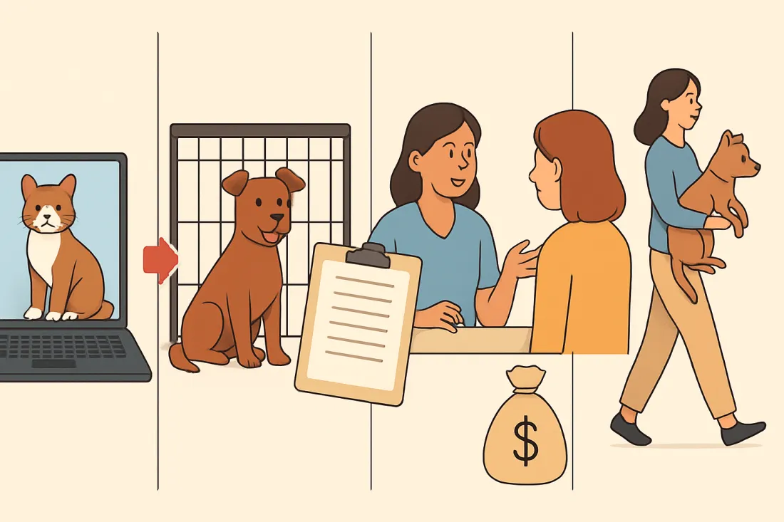 How does adopting from an animal shelter work: visual comparison of options