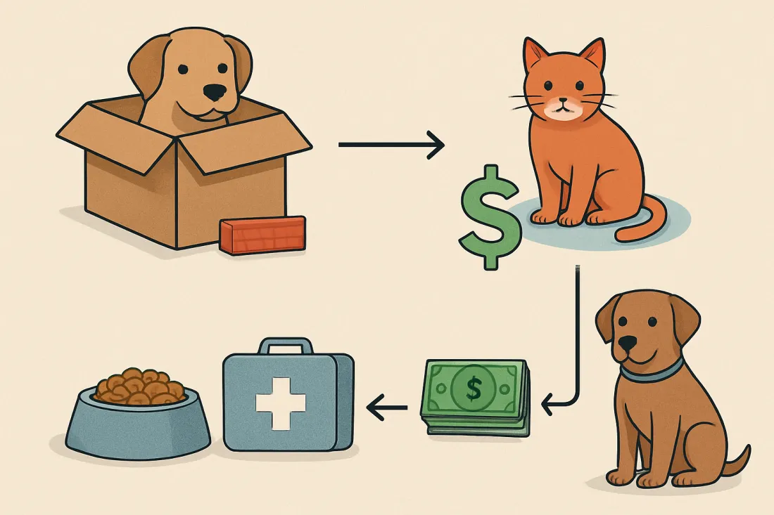 True cost of adopting a shelter pet: diagram of key elements