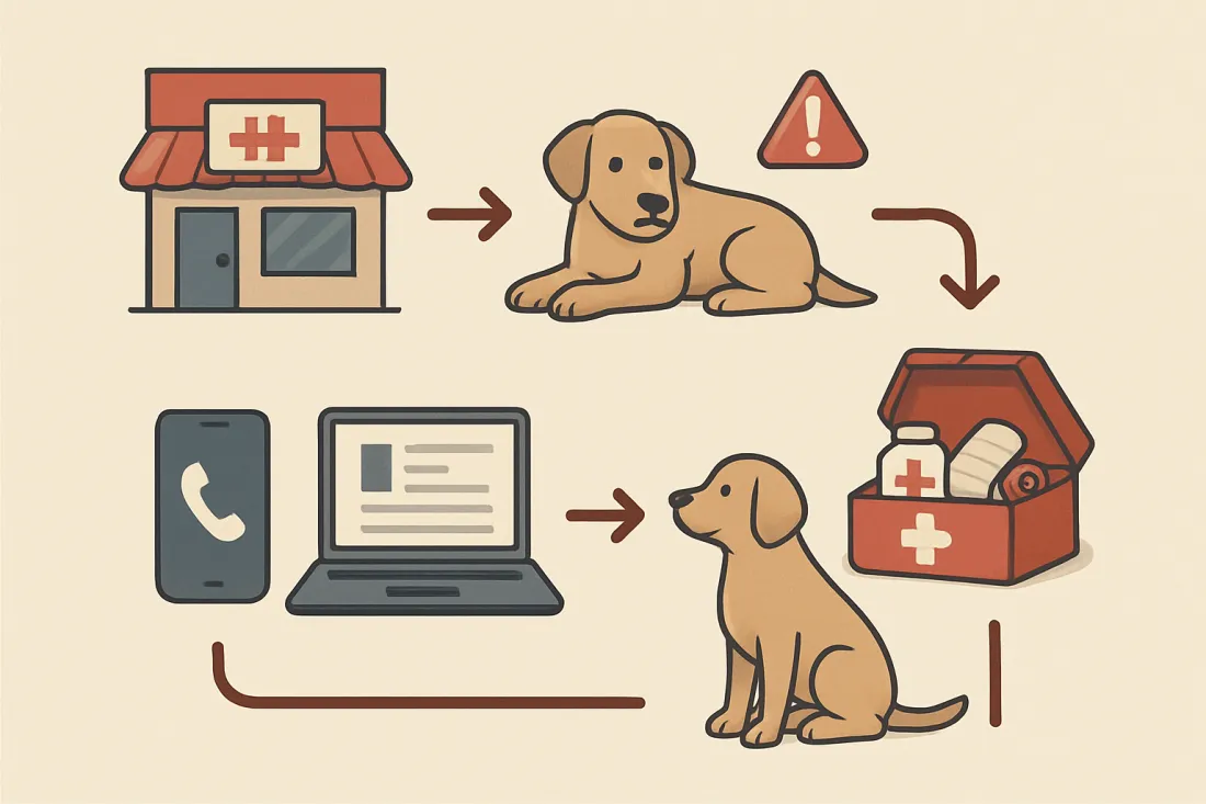 What to do if your vet is closed and your pet is having an emergency: diagram of key elements