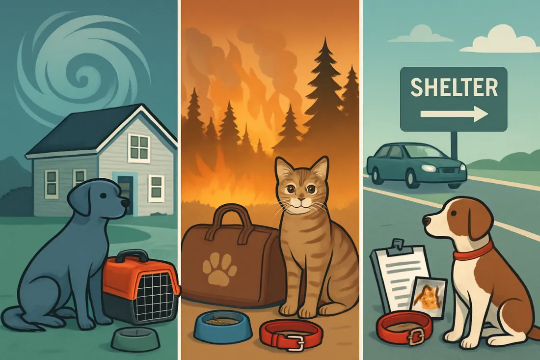Pet emergency plan for hurricanes wildfires and evacuations: visual comparison of options