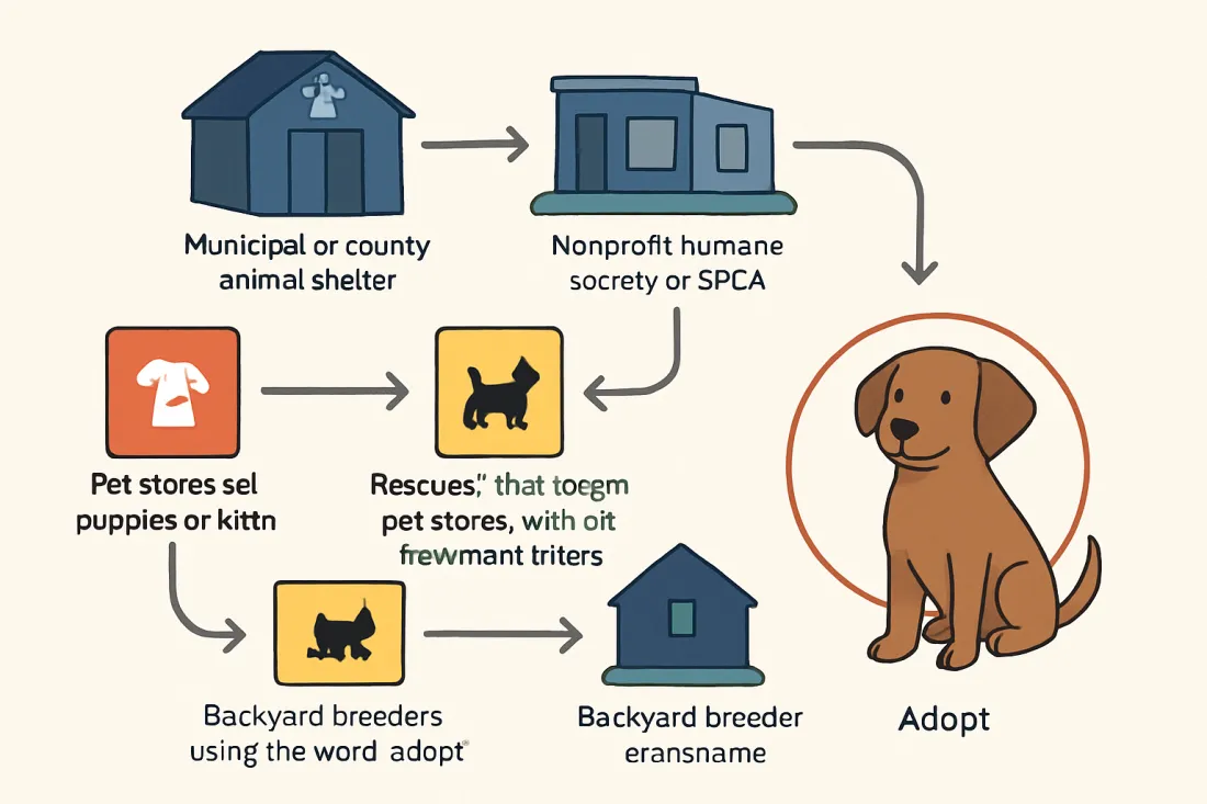 Where to adopt a pet near me: diagram of key elements