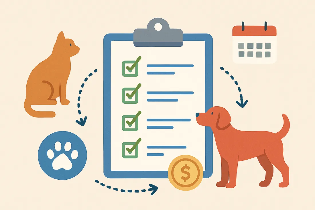 Pet expense checklist for the year: diagram of key elements