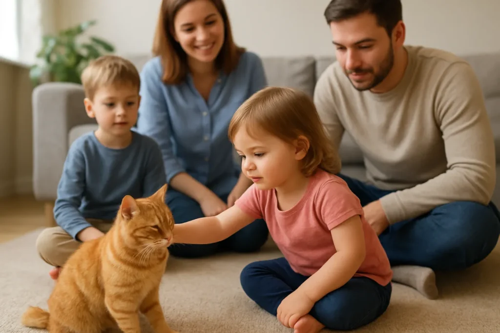 Is it safe to adopt a cat with small children: practical guide illustration