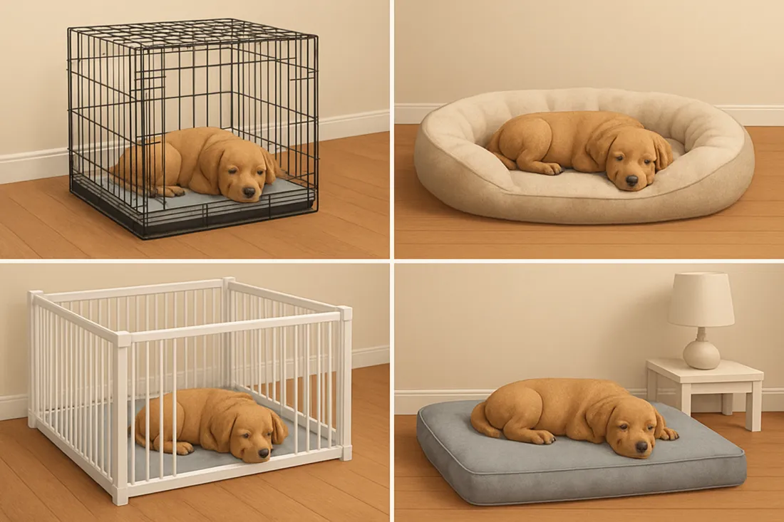 First night with a puppy at home: visual comparison of options