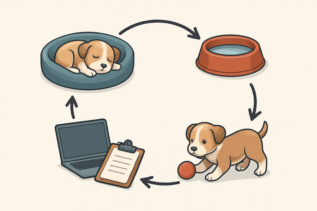 First week puppy schedule: diagram of key elements