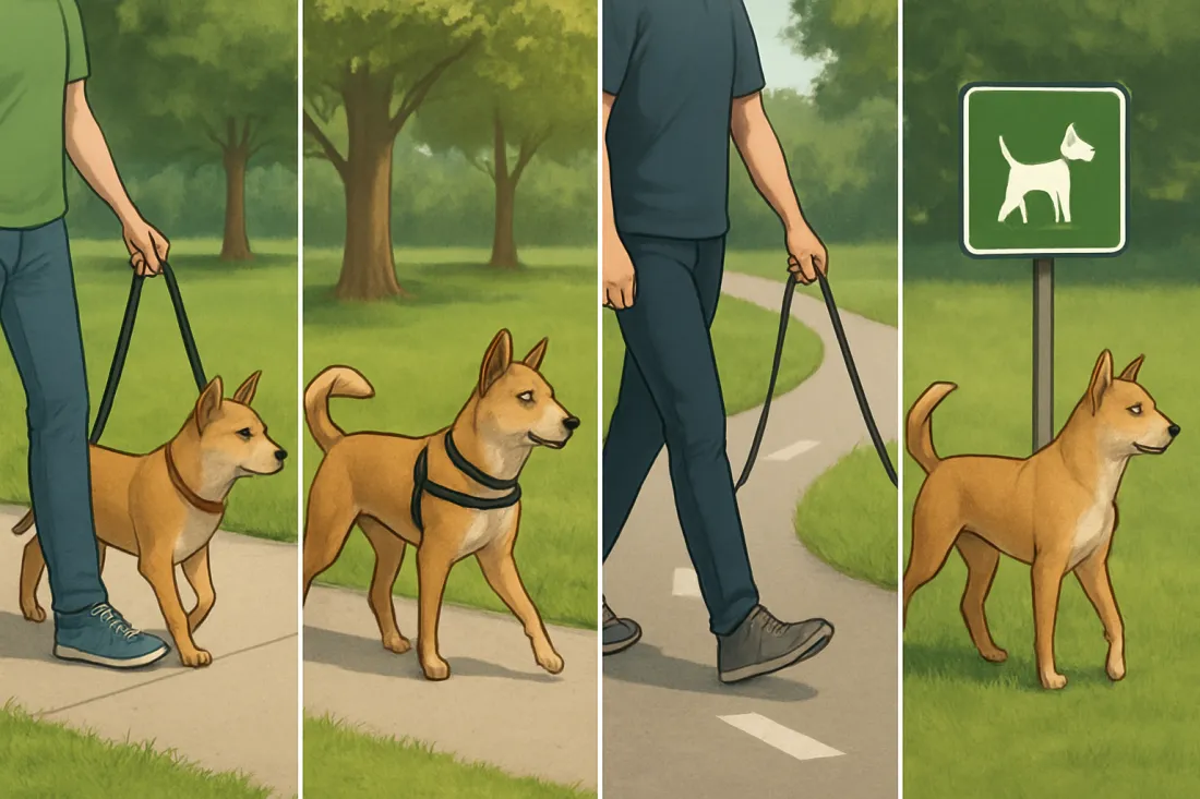 Us leash laws and responsible dog walking: visual comparison of options