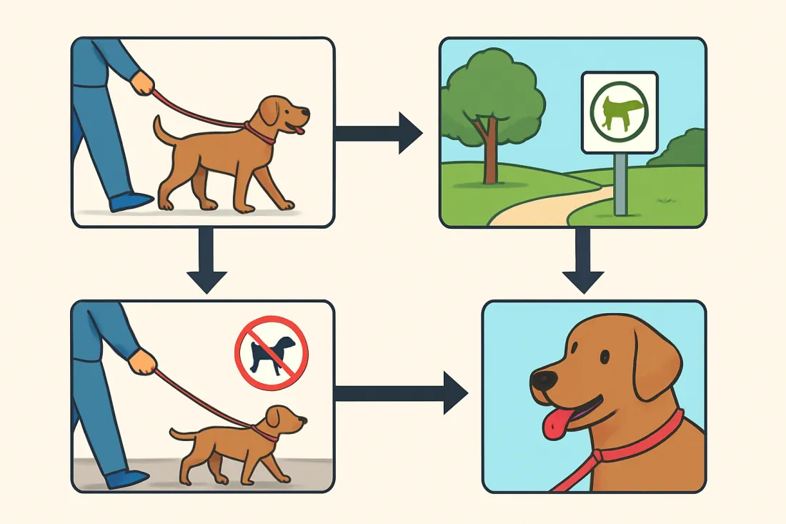 Us leash laws and responsible dog walking: diagram of key elements