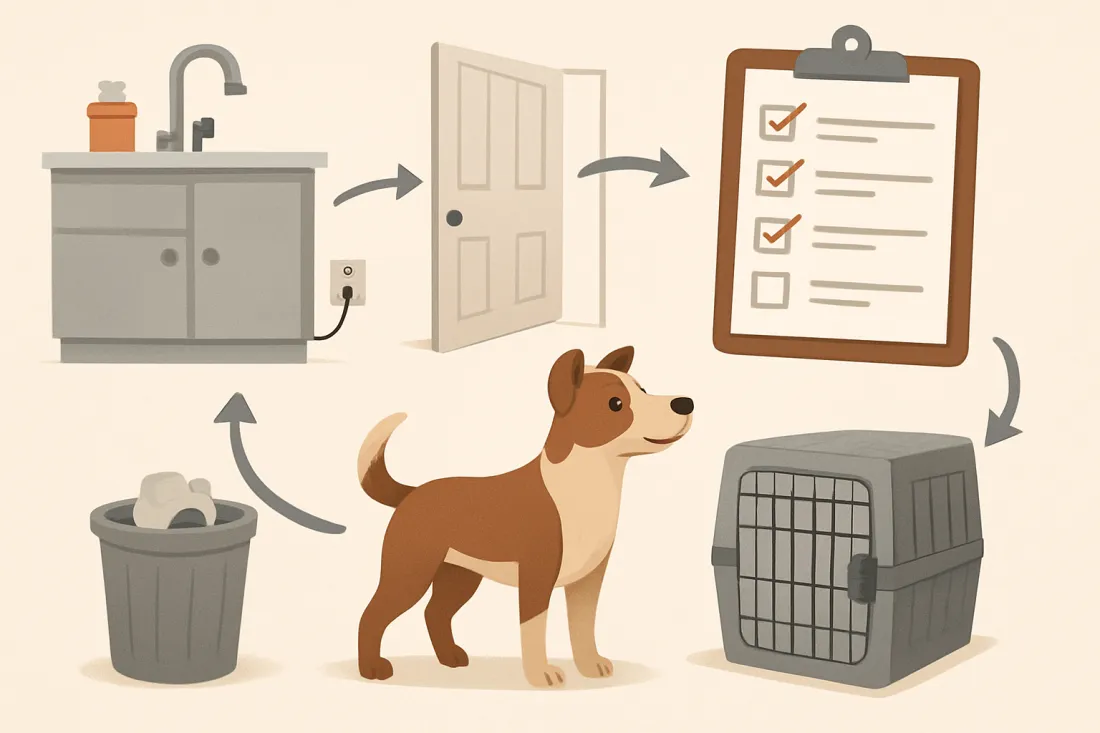 Pet proofing checklist for new dog owners: diagram of key elements