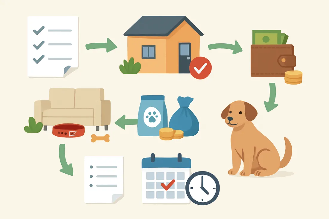 How to prepare to adopt a rescue dog: diagram of key elements