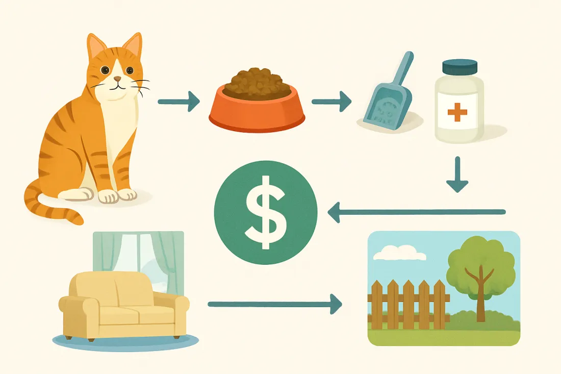 Average yearly cost of a cat: diagram of key elements