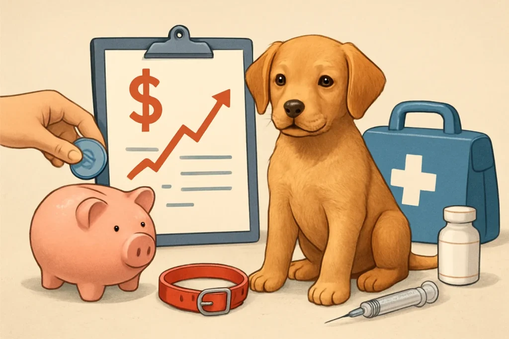 First year cost of a puppy: practical guide illustration