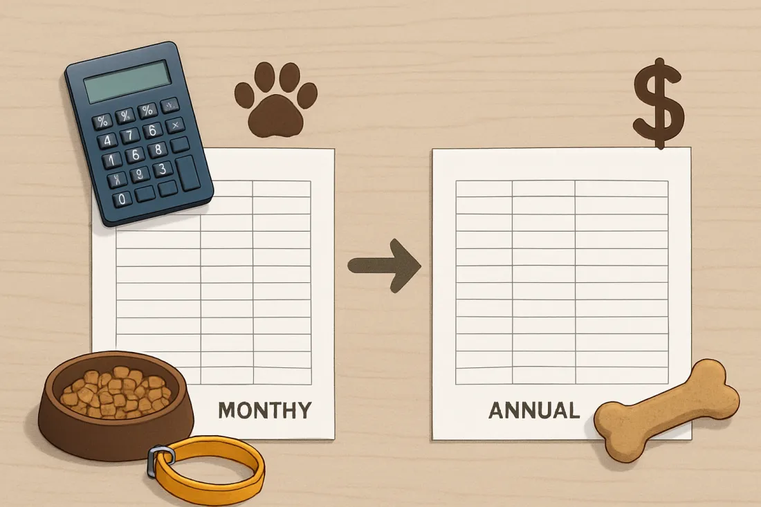 Pet budget template annual and monthly: visual comparison of options