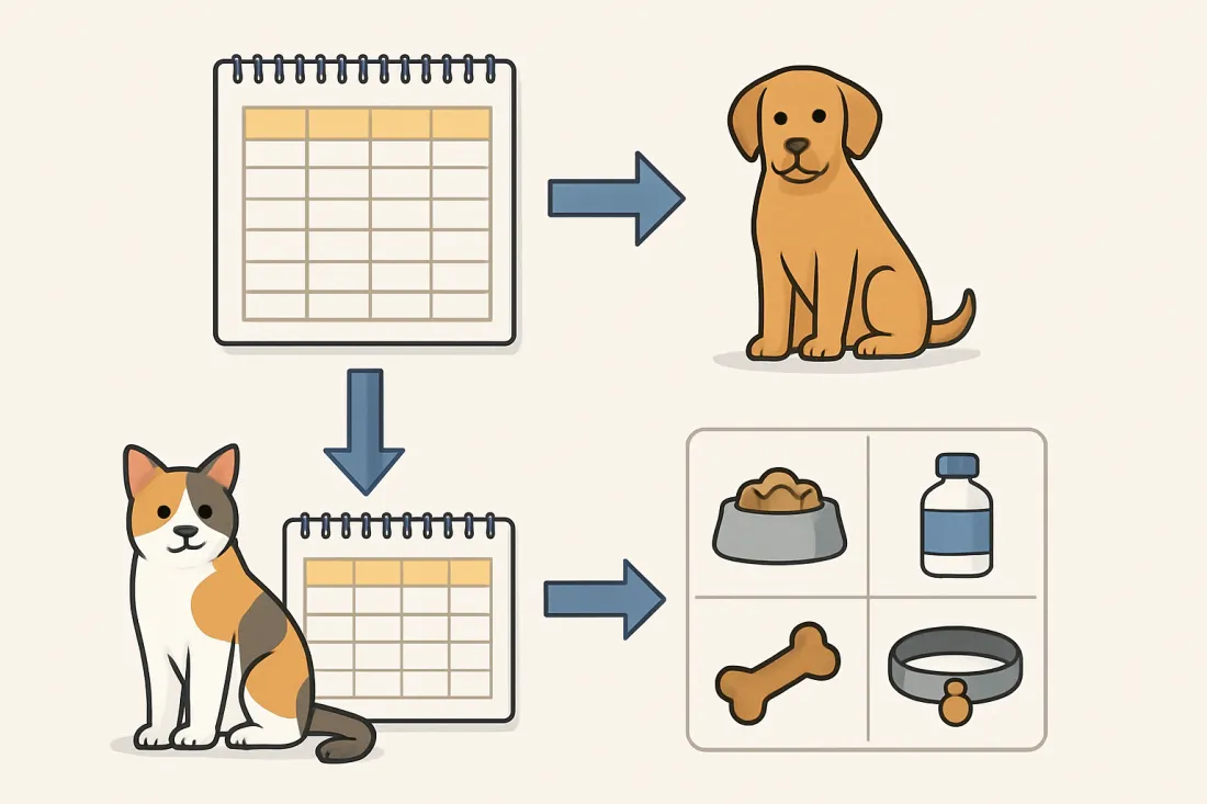 Pet budget template annual and monthly: diagram of key elements