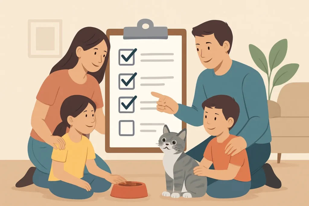 Family cat adoption checklist: practical guide illustration