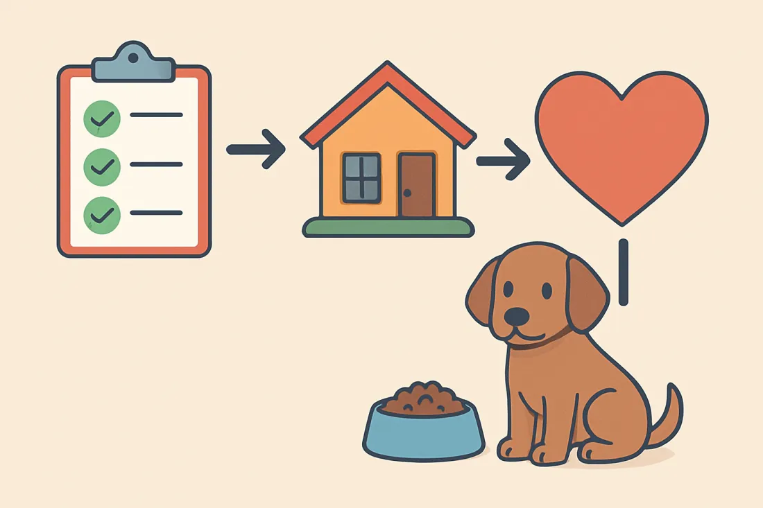 What to do before adopting a pet checklist: diagram of key elements