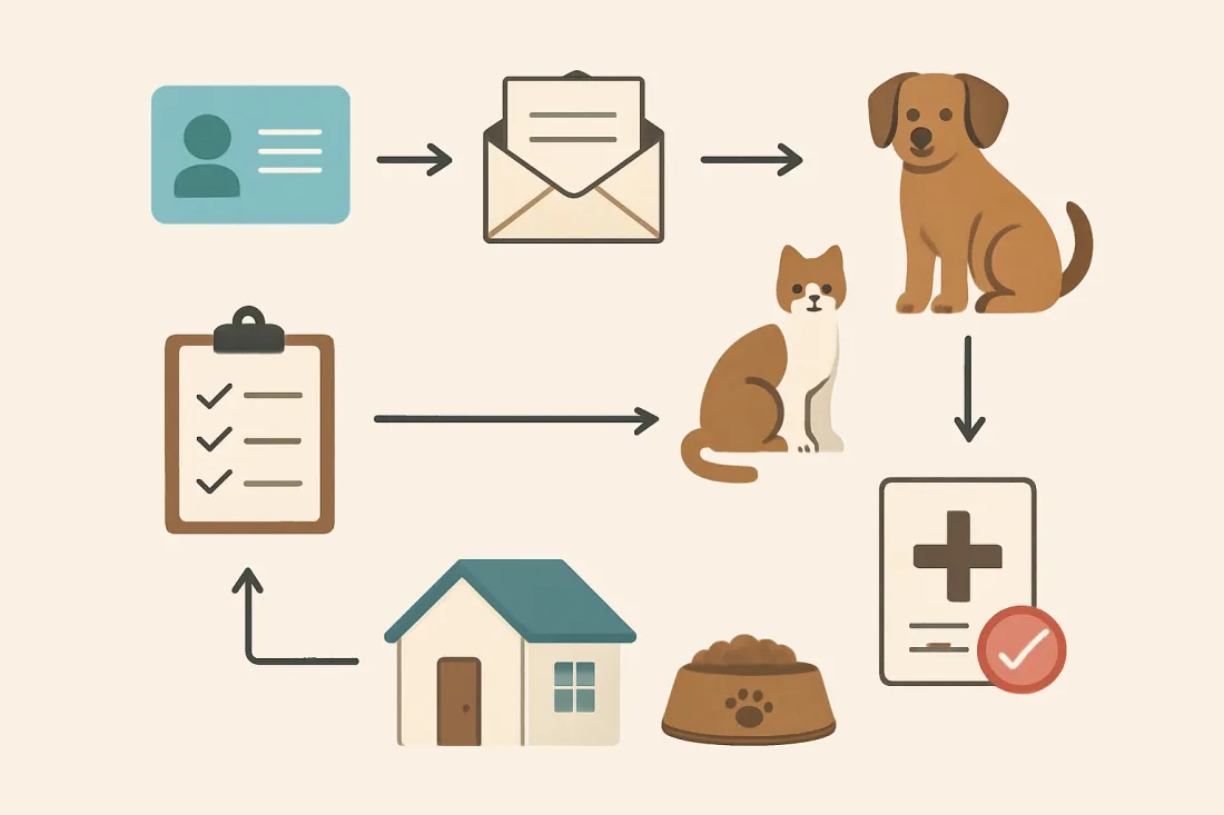 What do you need to adopt a dog or cat: diagram of key elements