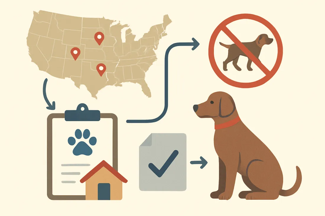 State dog adoption laws and requirements: diagram of key elements